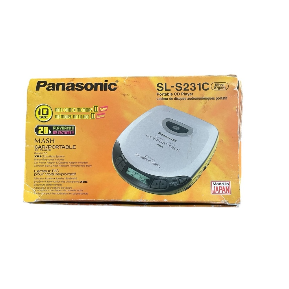 Panasonic SL-S231C Car Portable CD Player with Adapter Silver In Box